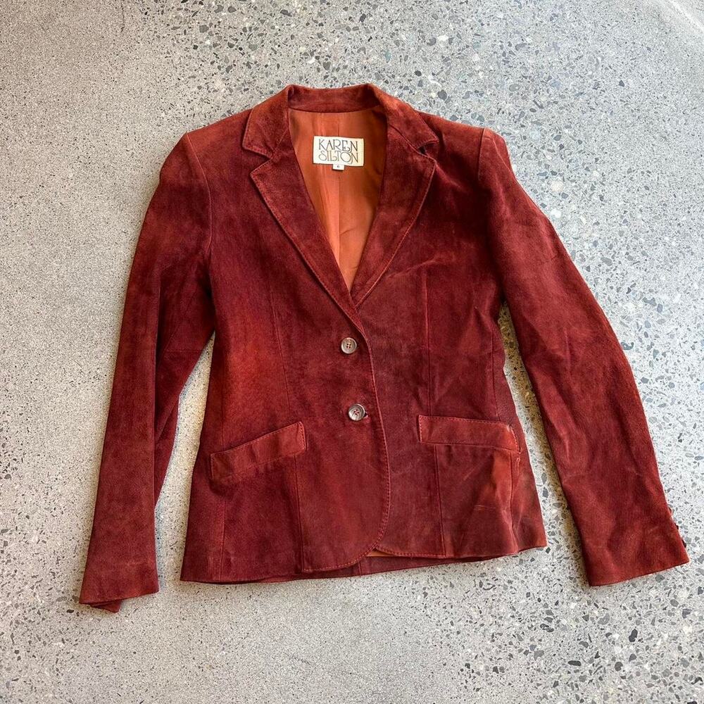Karen Silton Women’s 6 Rust Suede Leather Blazer Tailored Vintage